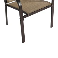 7-Piece Patio Dining Set with Rectangular Table, 6 Stackable Textilene Chairs, Weather-Resistant Steel Frame, Ideal for Family Meals, Parties, Brown(m-4)