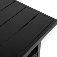 Outdoor Wicker Bar Cart with Plastic Wood Tabletop, 4 Wheels, Rolling Rattan Beverage Bar Counter Table, 35.5" L x 19.5" W x 35.5" H, Black(m-6)