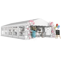 Outsunny 16.5' x 33' Large Party Tent, Heavy Duty Outdoor Canopy Tent with Removable Sidewalls, 10 Windows, White(m-11)