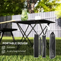 Outsunny Folding Camping Table, Outdoor Portable Picnic Table with Carry Bag, Foldable Table for Camping, Picnic, Hiking, Black(m-4)