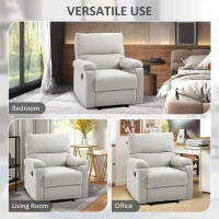 HOMCOM Recliner Chair, Manual Reclining Chair with Footrest, Padded Seat for Living Room, Bedroom, Study, Cream White(m-7)