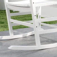 Outsunny Wooden Outdoor Rocking Chair with Armrests, High Back for Garden, Patio, Balcony, Porch, White(m-5)