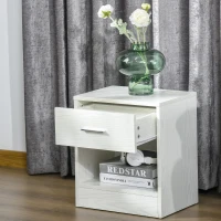 HOMCOM Modern Side Table with Drawer and Storage Shelf, End Table for Living Room, White Wood Grain(m-8)