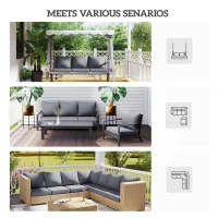 Outsunny 8 Patio Chair Cushions with Seat & Backrest, Fade Resistant Seat Replacement Cushion Set, Gray(m-6)