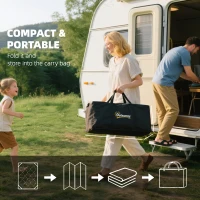 Outsunny Reversible Outdoor Rug, Waterproof Plastic Straw with Carry Bag, 9' x 18', Black & Gray Geometric Wall(m-5)