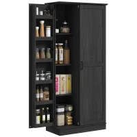 HOMCOM 70" Tall Kitchen Pantry Cabinet with Door Shelves and Adjustable Shelves, Black Wood Grain(m-2)