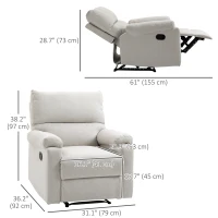 HOMCOM Recliner Chair, Manual Reclining Chair with Footrest, Padded Seat for Living Room, Bedroom, Study, Cream White(m-3)