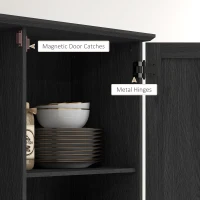 HOMCOM 70" Tall Kitchen Pantry Cabinet with Door Shelves and Adjustable Shelves, Black Wood Grain(m-7)