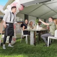 Outsunny 20 x 40 ft Heavy Duty Party Tent Outdoor Gazebo Wedding Tent Event Shelter Carport BBQ with Removable Sidewalls & Windows, Outside Waterproof Canopy for Parties, White and Gray(m-7)