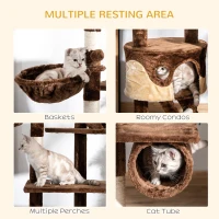 PawHut 94"-102" Huge Cat Tree Ceiling High Cat Condo Scratching Post Activity Center Multi-Level Play House(m-7)
