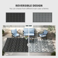 Outsunny Reversible Outdoor Rug, Waterproof Plastic Straw with Carry Bag, 9' x 18', Black & Gray Lantern(m-4)