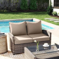 Outsunny 4 Patio Chair Cushions with Seat & Backrest, Fade Resistant Seat Replacement Cushion Set, Beige(m-8)