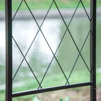 Outsunny 7FT Metal Garden Arch with Gate Climbing Planter Frame Backyard Decor for Vines Morning Glory Black(m-11)