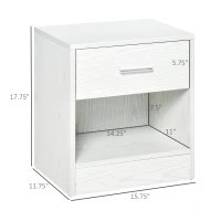 HOMCOM Modern Side Table with Drawer and Storage Shelf, End Table for Living Room, White Wood Grain(m-3)