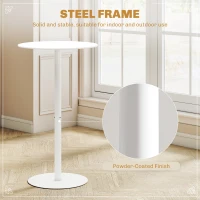 HOMCOM Round Bar Table for 2, Modern Pub Table with Steel Frame, Easy Assembly for Small Space Home Bar Cocktail Bistro, White(m-5)