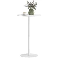 HOMCOM Round Bar Table for 2, Modern Pub Table with Steel Frame, Easy Assembly for Small Space Home Bar Cocktail Bistro, White(m-2)