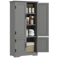 HOMCOM Accent Floor Storage Cabinet Kitchen Pantry with Adjustable Shelves and 2 Lower Doors, Gray(m-11)