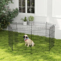 PawHut 30inch 8-Panel Octagon Pet Exercise Playpen Crate Foldable Dog Cage Pen Puppy Kennel, Black(m-1)