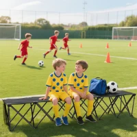 Outsunny Portable 6-Seater Folding Camping Chair, Team Bench Chair with Carry Bag for Soccer Football Team, No Assembly(m-8)