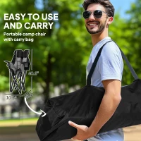 Outsunny Camping Chair for Adults, Portable Folding Camping Chair with Side Pockets, Cup Holders, Carry Bag, Black and Gray(m-6)