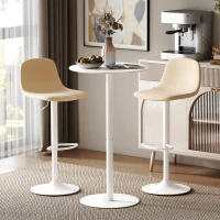 HOMCOM Round Bar Table for 2, Modern Pub Table with Steel Frame, Easy Assembly for Small Space Home Bar Cocktail Bistro, White(m-8)