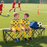 Outsunny Portable 4-Seater Folding Camping Chair, Team Bench Chair with Carry Bag for Soccer Football Team, No Assembly(m-8)