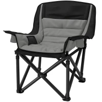 Outsunny Camping Chair for Adults, Portable Folding Camping Chair with Side Pockets, Cup Holders, Carry Bag, Black and Gray(m-1)