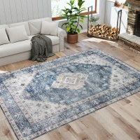 HOMCOM 6x9 Area Rug, Vintage Machine Washable Rug, Non-Slip Floor Carpet for Living Room, Bedroom, Dining Room, Blue(m-10)
