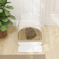 PawHut Cat Litter Box with Lid, Removable Tray, Scoop, Filter, White(m-9)