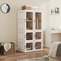 HOMCOM Portable Wardrobe, Foldable Plastic Closet with 5 Compartments, Hanging Rod and Magnetic Doors, White(m-1)