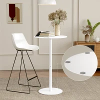 HOMCOM Round Bar Table for 2, Modern Pub Table with Steel Frame, Easy Assembly for Small Space Home Bar Cocktail Bistro, White(m-6)