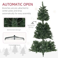 HOMCOM 6ft Artificial Christmas Trees with Auto Open and Steel Base, Green(m-7)