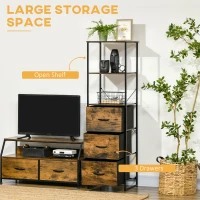 HOMCOM Industrial Storage Cabinet with 2 Open Shelves and 3 Foldable Fabric Drawers, Multifunctional Bookshelf In Living Room, Study, Rustic Brown(m-4)