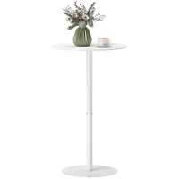 HOMCOM Round Bar Table for 2, Modern Pub Table with Steel Frame, Easy Assembly for Small Space Home Bar Cocktail Bistro, White(m-11)