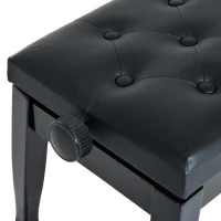 HOMCOM 25" Adjustable Height Piano Bench with Padded Cushion, Keyboard Seat with Storage and Solid Wood Legs, Black(m-7)