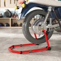 HOMCOM Motorcycle Stand Lift, 850 lbs Capacity Front & Rear Combo Wheel Paddock Stand Lift for Dirt Bikes, Red(m-9)