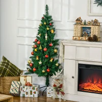 HOMCOM 5' Artificial Half Christmas Trees with Auto Open, Steel Base, for Indoor Xmas Décor(m-2)