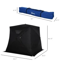 Outsunny 4-Person Insulated Ice Fishing Tent, Portable Ice Fishing Shelter with Ventilation Windows, Carry Bag, Two Doors and Anchors for Low-Temp -22℉(m-3)