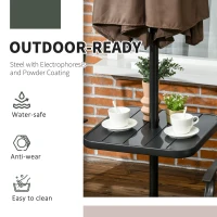 Outsunny 19" Beach Umbrella Table Tray, Portable Square Umbrella Table Top with Umbrella Hole for Swimming Pool, Patio, Deck, Garden, Black(m-7)