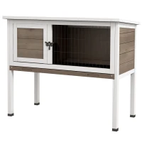 PawHut Wooden Rabbit Hutch with Openable Asphalt Roof, Tray, Brown(m-11)