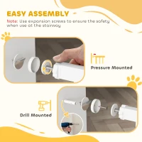PawHut 30"- 34" Easy Install Pet Gate w/ Door & Double Locking System, Extra Wide Dog Gate for Stairs, Hallways, White(m-6)