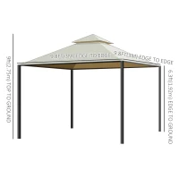 Outsunny 10x10ft Patio Gazebo Canopy Double-tire Garden Shelter Outdoor Sun Shade with Curtains, Beige(m-3)