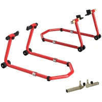 HOMCOM Motorcycle Stand Lift, 850 lbs Capacity Front & Rear Combo Wheel Paddock Stand Lift for Dirt Bikes, Red(m-11)