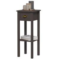HOMCOM 2-Tier Side Table with Drawer and Shelf, End Table for Living Room and Hallway, Coffee(m-2)