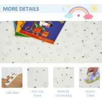 Qaba Kids Foam Puzzle Floor Tiles Baby Toddler Play Mat 36Pcs Anti-slip Crawling Learning with End Border Star Pattern 35SqFt EVA(m-6)
