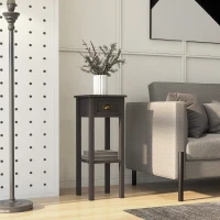 HOMCOM 2-Tier Side Table with Drawer and Shelf, End Table for Living Room and Hallway, Coffee(m-8)