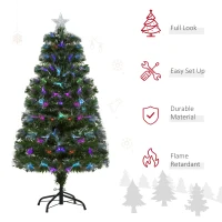 HOMCOM 4ft Pre-Lit Optic Fiber Xmas Tree Artificial Spruce Tree Top Star(m-4)