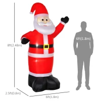 HOMCOM 8ft Inflatable Christmas Santa Claus Waving Hands, Blow-Up Outdoor LED Yard Display for Lawn Garden Party(m-3)
