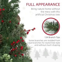 HOMCOM 2ft 2 Pack Artificial Christmas Tree, Pre Lit Christmas Tree with Red Berries and Pine Cones, Battery Operated, Green(m-5)