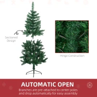 HOMCOM 5' Artificial Half Christmas Trees with Auto Open, Steel Base, for Indoor Xmas Décor(m-6)